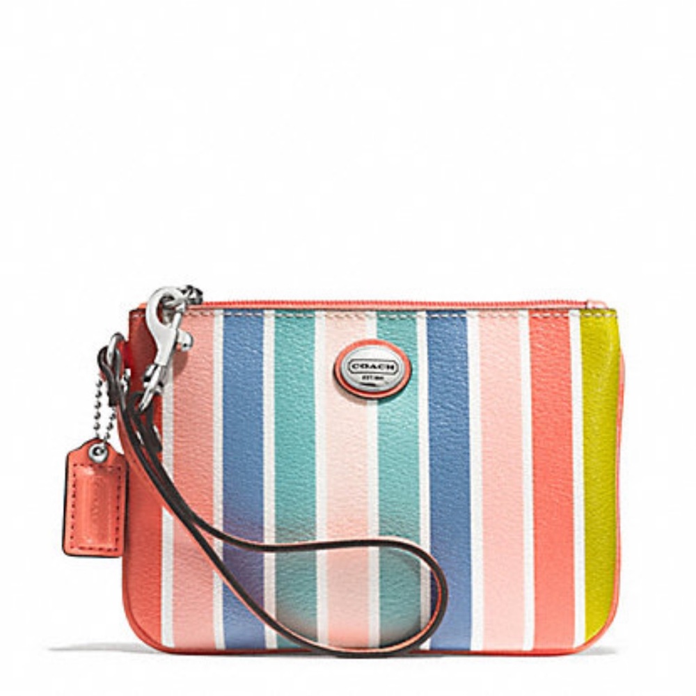 SOLD💥COACH Peyton Multistripe Small Wristlet - Picture 1 of 9